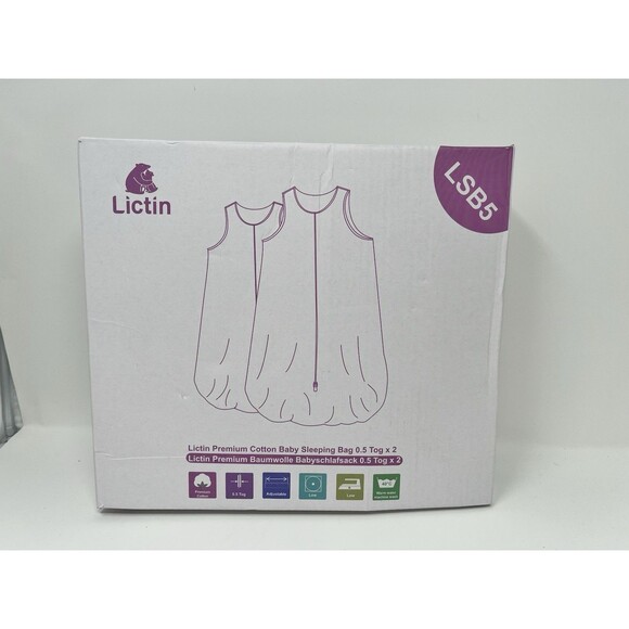 Lictin 2 Pack Baby Sleep Sack 18-36 Months Toddler 0.5 Tog Sleeping NEW IN BOX - Picture 2 of 12